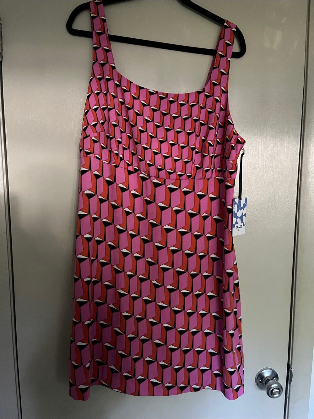 Diane Von Furstenberg Pink Geometric Tank Shift Dress